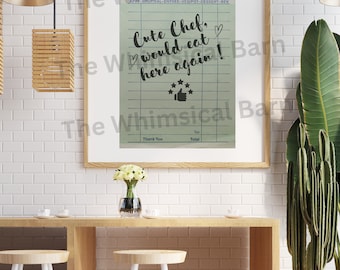 Guest check wall art, Guest check print, digital files, trendy wall art, digital files, cook wall art, kitchen wall art