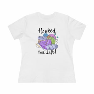Crochet T-Shirt, Knitting Shirt, Hooked for Life Yarn T-Shirt, Gift for her