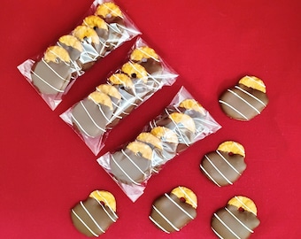 Pretzel Crisps dipped in Caramel, and covered in Chocolatey Goodness. (Includes 5 per bag)
