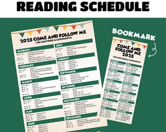 2025 Come and Follow Me Reading Schedule Printable | Doctrine and Covenants | Tracker & Bookmark Reading Schedule | INSTANT DOWNLOAD