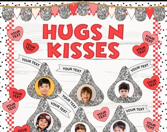 Hugs and Kisses | Valentine's Day Bulletin Board Kit | Classroom, Door Decor | Commercial Use | INSTANT DOWNLOAD | Digital Download