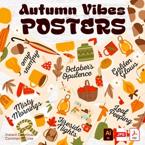 Autumn Vibes Posters Collection | Fall Classroom Decor and Door Decor | Commercial Use | INSTANT DOWNLOAD | Digital Download