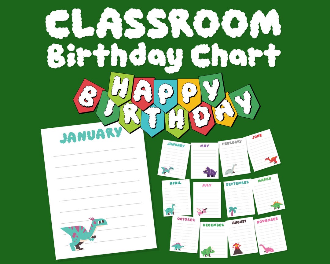 Dinosaur Birthday Chart | Dinosaur Classroom Decor and Door Decor ...