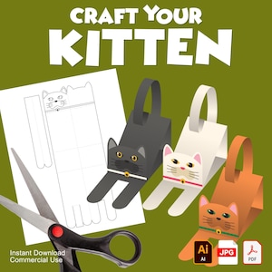 Cat Paper Crafts | Perfect for Kids | Classrooms and Home Activities | INSTANT DOWNLOAD | Digital Download | ai, jpg, pdf Files