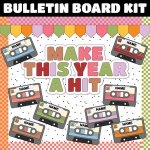 Music Retro Bulletin Board Kit | New Year Party Classroom Decor | Groovy Pastel Classroom Decor| INSTANT DOWNLOAD | Digital Download