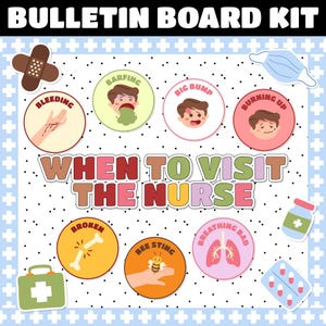 When to Visit The Nurse Bulletin Board Kit | School Nurse Health Office Classroom | Commercial Use | INSTANT DOWNLOAD | Digital Download