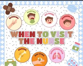When to Visit The Nurse Bulletin Board Kit | School Nurse Health Office Classroom | Commercial Use | INSTANT DOWNLOAD | Digital Download
