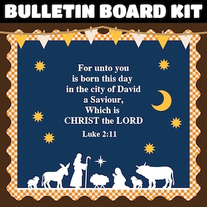Kit de tablón de anuncios de la Natividad / Decoración cristiana para el aula / Versículo bíblico, Jesús, Religión / DESCARGA INSTANTÁNEA / Descarga digital