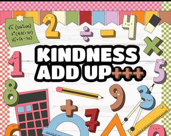 Kindness Add Up | Math Bulletin Board Kit | Math Classroom Decor and Door | Commercial Use | INSTANT DOWNLOAD | Digital Download