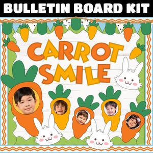 Carrot Smile | Easter Bulletin Board Kit | April Classroom Decor and Door Decor | Commercial Use | INSTANT DOWNLOAD | Digital Download