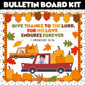 Thanksgiving Bulletin Board | Christian Classroom Decor | Printable Bible Verse Fall | Commercial Use | INSTANT DOWNLOAD | Digital Download