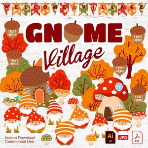 Pinnwand im Herbst mit Gnom-Dorf | Herbst-Klassenzimmer-Dekor und Tür-Dekor | Kommerzielle Nutzung | SOFORTIGER DOWNLOAD | Digitaler Download