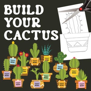 Bozza di carta decorativa stampabile di cactus per decorazioni per aule e porte / Uso commerciale / DOWNLOAD IMMEDIATO / Download digitale