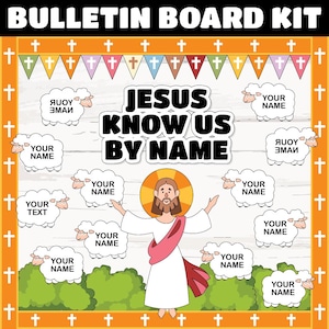 Jesus Knows Us By Name Bulletin Board Kit | Christian Classroom Door and Door Decor | Commercial Use | INSTANT DOWNLOAD | Digital Download