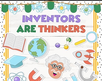 Inventors Are Thinkers | Science Bulletin Board Kit | STEM Classroom Decor Door Decor | Commercial Use | INSTANT DOWNLOAD | Digital Download
