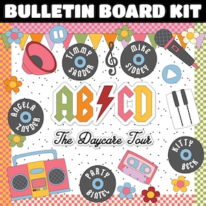 ABCD The Daycare Tour Bulletin Board Kit | Groovy Patel Retro | Back To School | Commercial Use | INSTANT DOWNLOAD | Digital Download