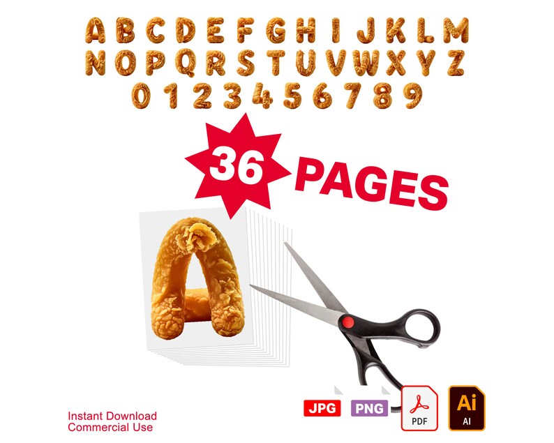 Fried Chicken Letters Clipart Bulletin Board Letters and Numbers for ...
