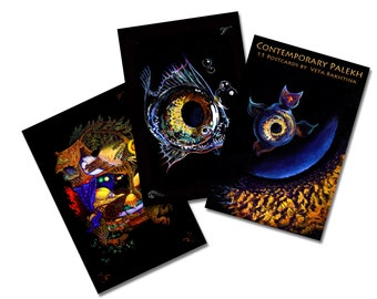 Magical Realism Postcards. Stationary print of beautiful, original Palekh inspired oil paintings. Available as set.