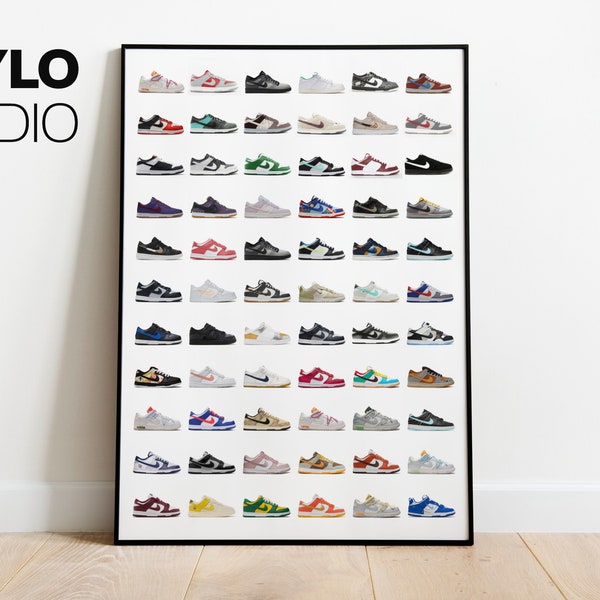 Dunk low sneaker collection of 66 colourway printable downloadable