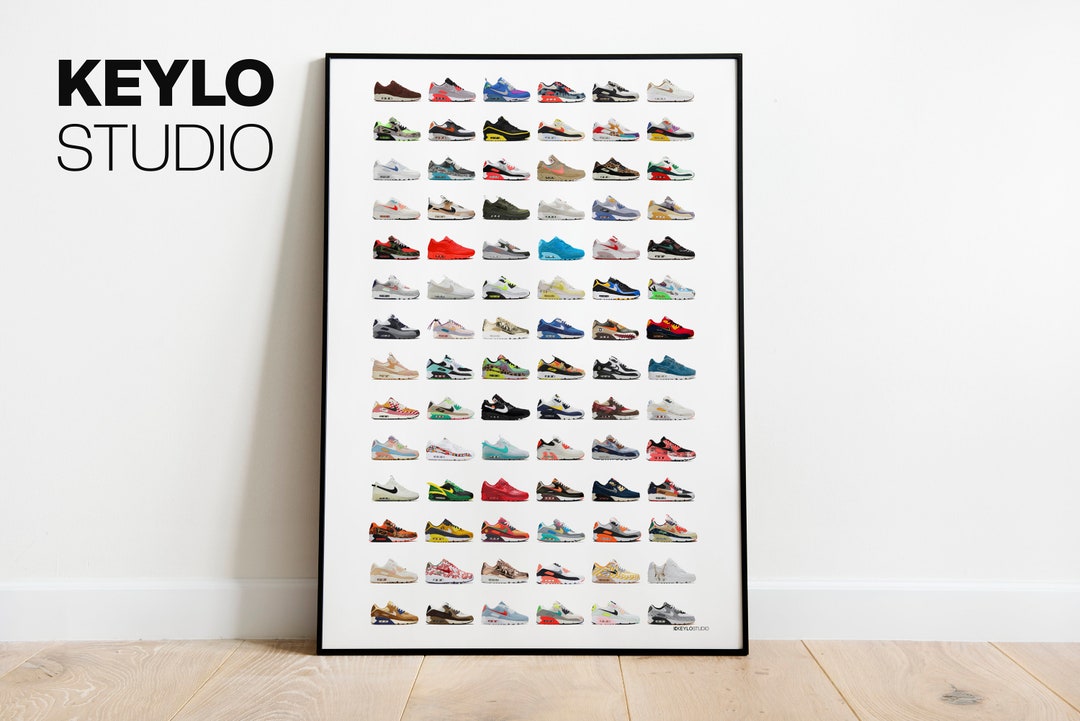 Airmax 90, 70 Colourway Poster, Trainer Sneaker Collection ...