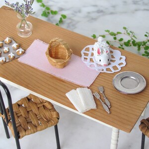 Etsy Pick 1:12 Scale Dollhouse Miniature Table Runner, Pastel Pink Easter Spring Picnic, Kitchen, Dining Decor for Modern Farmhouse Cottage afbeelding 2