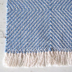 Dollhouse Miniature Rug, 1:12 Scale Artisan Doll House Furniture Modern Seaside Coastal Beach Scandinavian Light Blue White Hand Woven Rug image 5