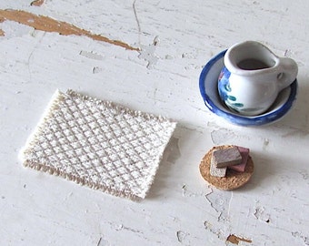 Dollhouse Miniature Bath Mat, Kitchen Bathroom Rug, Door Mat, 1:12 Scale Artisan Furniture Rustic Country Farmhouse Doll Fairy House Rug