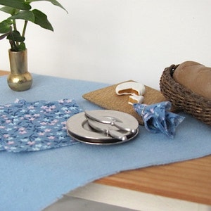 Dollhouse Miniature Blue Table Cloth Napkin Set, 1:12 Artisan Dolls House Furniture Spring Summer Garden Fairy Cottage Kitchen Dining Decor image 2