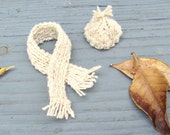 Rustic Winter Dollhouse Miniature Hand Knit Wool Hat & Scarf Clothing Accessory 1:12 Scale Adult Doll Figurine, Made by Hand in USA
