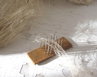 Flax Hackle, Flax Hetchel, Linen Flax Comb, 1:12 Scale Dollhouse Miniature Artisan Primitive Rustic Colonial Craft Yarn Spinning Fiber Tool