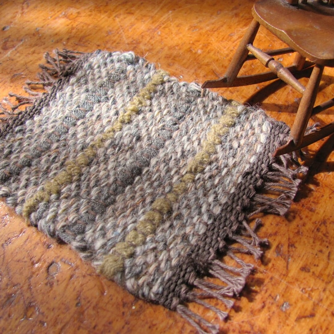 Hand Crafted Miniature Rugs Dollhouse Miniature Woven Rug, Handmade Hearth Rug, 1:12 Artisan Doll ...
