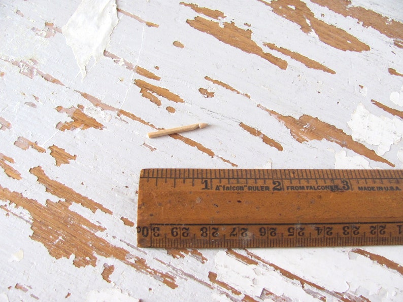 Inch to Foot Scale 1:12 Miniature Dollhouse Wood Crochet Hook Yarn Needle, Roombox Model Collector Textile Fiber Artist Handspinner Gift. Shown with ruler for scale.
