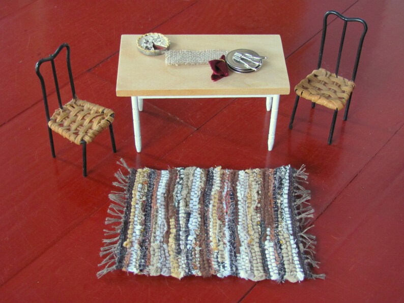 Dollhouse Miniature Rag Rug, 1:12 Scale Artisan Handmade Loom Woven for ...
