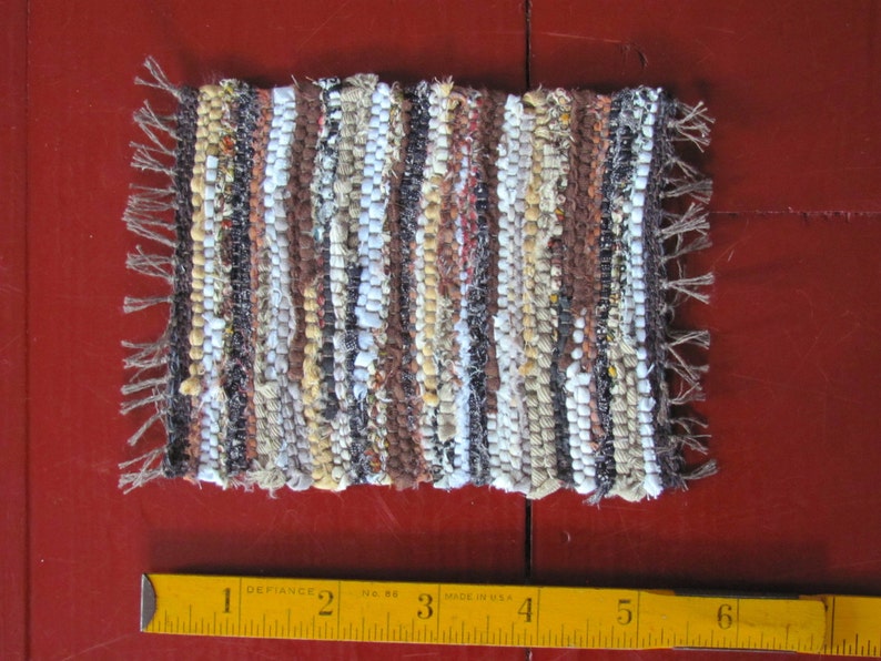 Dollhouse Miniature Rag Rug, 1:12 Scale Artisan Handmade Loom Woven for ...