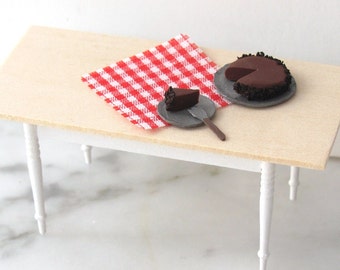 Dollhouse Miniature Table Cloth Mat for 1:24 Scale Bakery, Cafe, Cottage Kitchen, Dining Room, Picnic, or BBQ Decor in Red Gingham Check