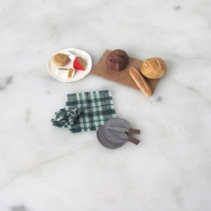 1:24 Scale Dollhouse Napkin, Miniature Kitchen Table Dining Room Green Plaid Woodland Cabin Country Cottage Farmhouse Doll House Decor image 1