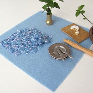 Dollhouse Miniature Blue Table Cloth Napkin Set, 1:12 Artisan Dolls House Furniture Spring Summer Garden Fairy Cottage Kitchen Dining Decor image 1