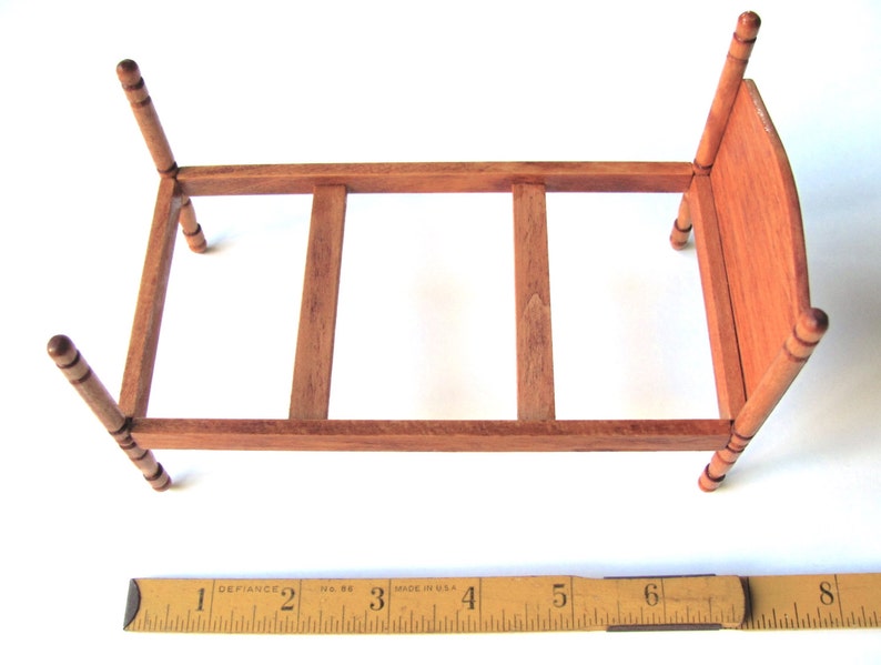 1:12 Scale Miniature Dollhouse Twin Bed Frame, Artisan Handmade Doll House Early American Colonial Historical Home Decor Bedroom Furniture image 5