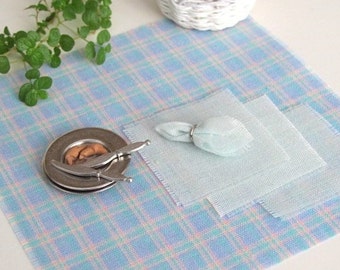 Pastel Plaid Cottage Doll Table Cloth & Napkin Set, 1:12 Dollhouse Miniatures Kitchen Dining Room Furniture Spring Easter Table Home Decor