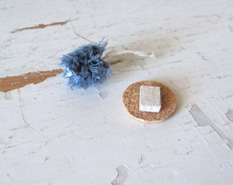 1:12 Dollhouse Miniatures Shower Pouf, Cloth Bath Poof, Artisan Handmade Blue Bathroom Accessory Beauty Spa Scrubbie or Soap Sponge