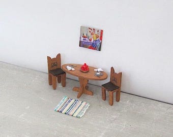 Dollhouse Miniature Bathroom Kitchen Rug, Bath or Door Mat, 1/24 Half Inch Scale Artisan Handmade Woven for Modern Beach House Fairy Cottage