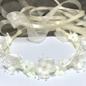 Mixed Flower & Faux Pearl Communion Head Wreath Crown C-Ann