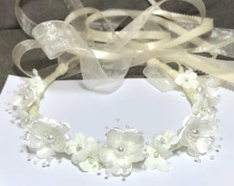 Mixed Flower & Faux Pearl Communion Head Wreath Crown C-Ann