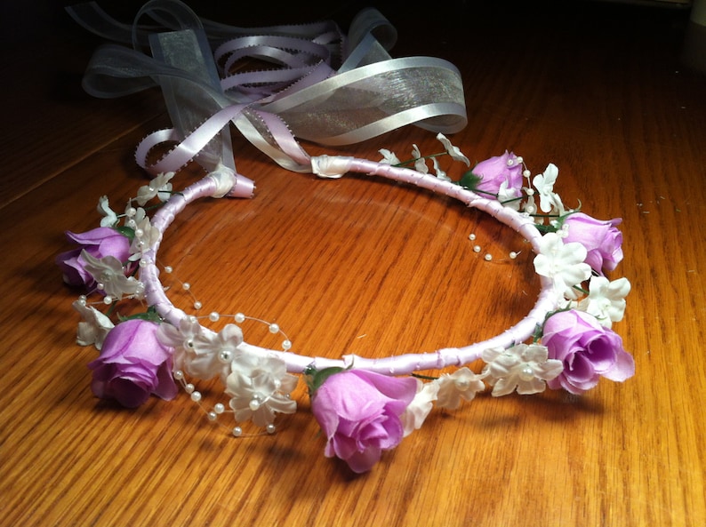 WHITE rosebud head band with veil FANCY DRESS KIDS//ladies hen do