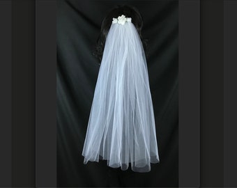 Double Tier Wedding Veil With Rose Comb V-Susan-TD