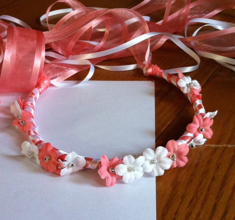 Flower Crown Head Wreath Dual Color Small Floral Bridal or Ribbon Crown Halo Head Piece Wreath Garland silver gray grey white C-June2