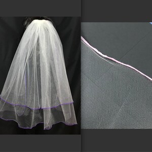 Embroidered Ribbon Edge Handkerchief Style Wedding Veil V-Beth-H