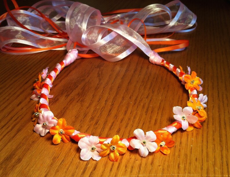 Flower Crown Head Wreath Dual Color Small Floral Bridal or Ribbon Crown Halo Head Piece Wreath Garland silver gray grey white C-June2