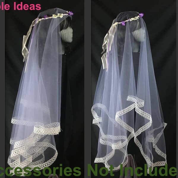 Lace Edge Drop Style Wedding Veil V-Autumn-D
