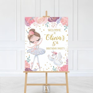 Editable Ballerina Welcome Sign, Custom Ballet Party Decor, Tutu Theme Printable, Pink Dance Birthday, Personalized Party Sign